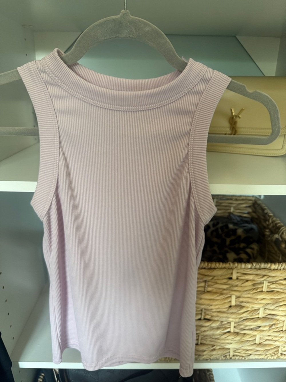 Boohoo Ribbed Light Lavender Tank Top